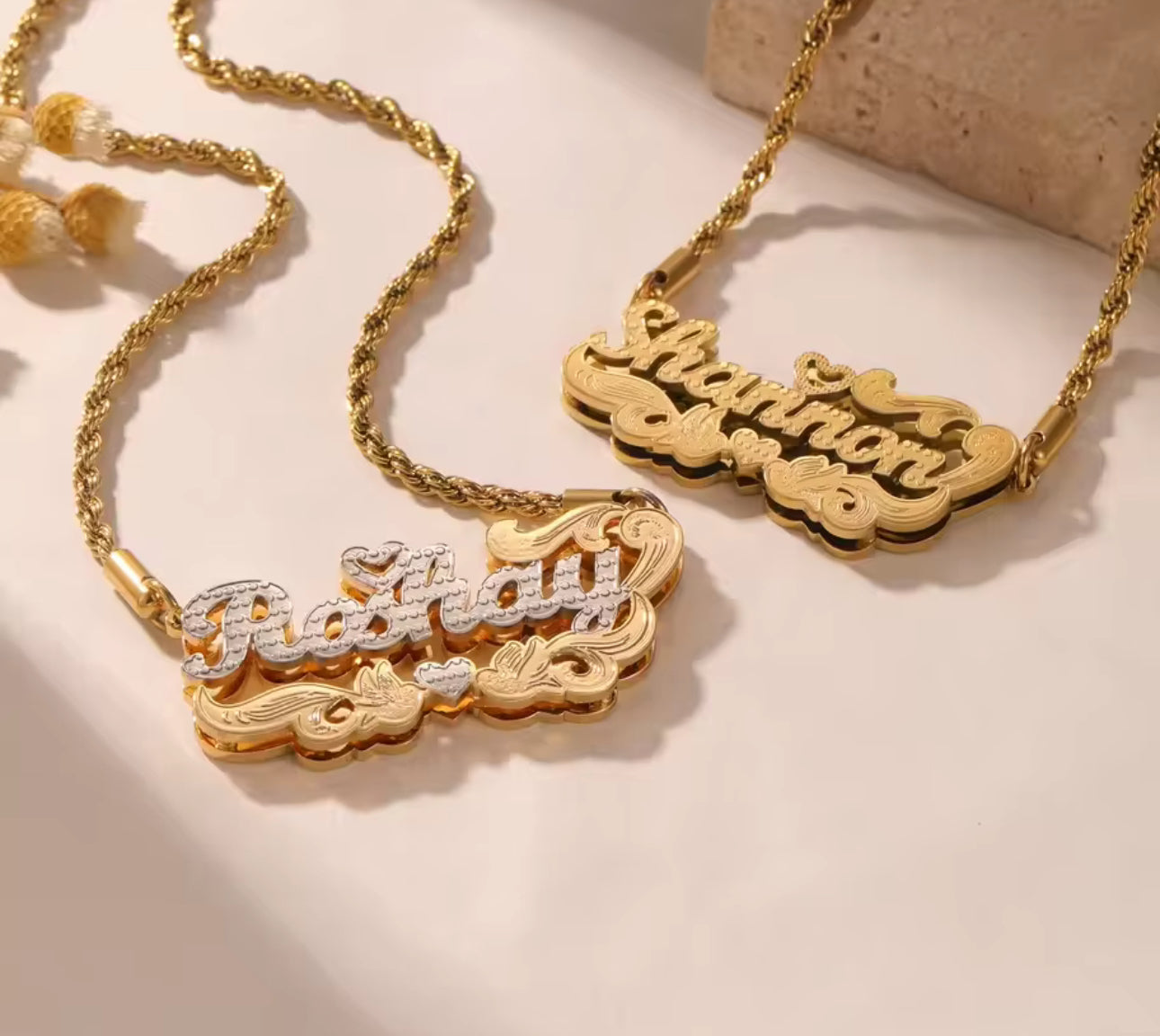 Custom Double Layer Name Necklace – Personalized Jewelry Gift for Her, Wedding & Special Occasions