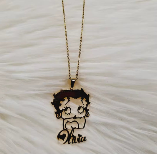Personalized Betty Boop Nameplate Necklace