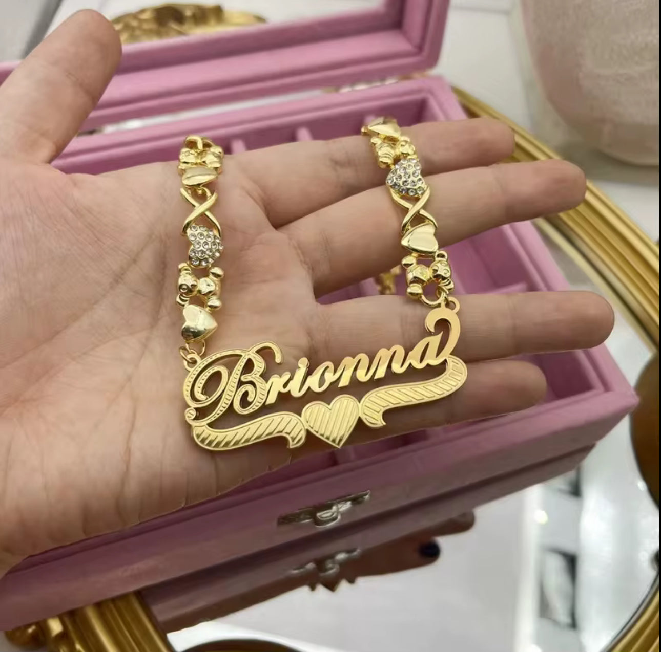 Teddy Bear Chain Name Necklace