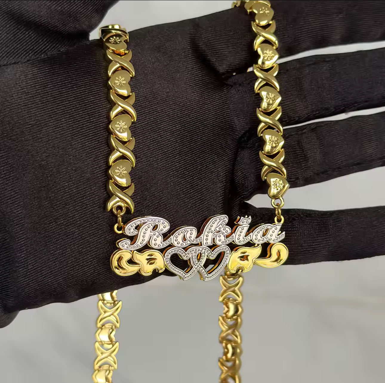 Two Tone Personalized Name Chain, Gift For Her, XOXO