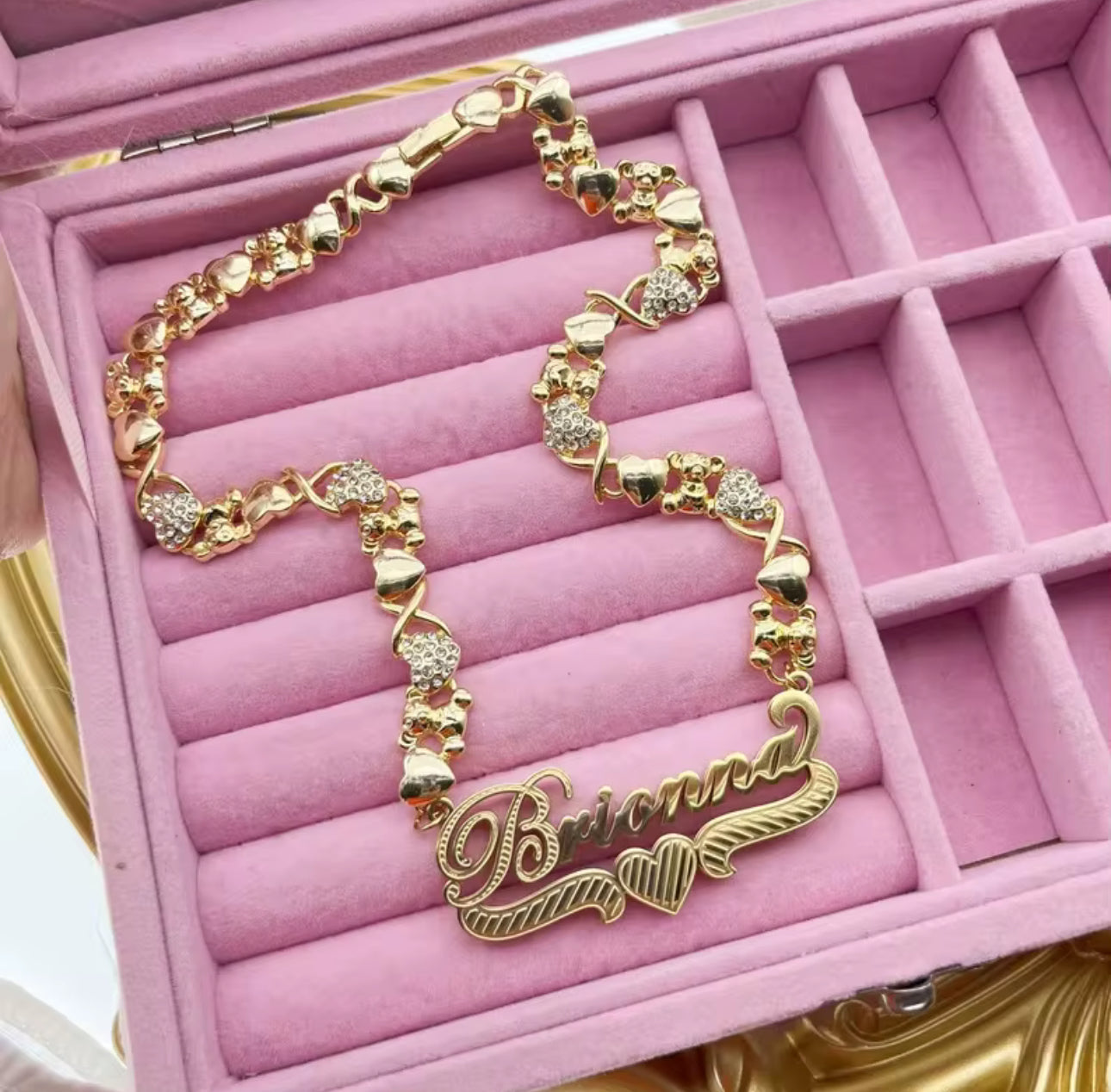 Teddy Bear Chain Name Necklace