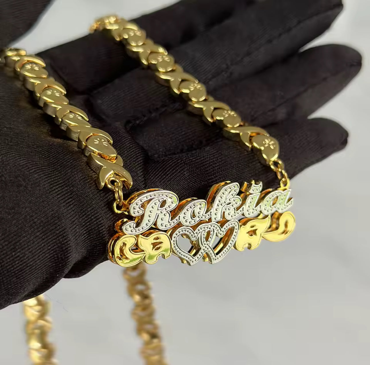 Two Tone Personalized Name Chain, Gift For Her, XOXO