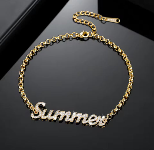 Personalized Bling Name Bracelet – Custom Diamond Letter Bangle, Gold Name Jewelry Gift for Women
