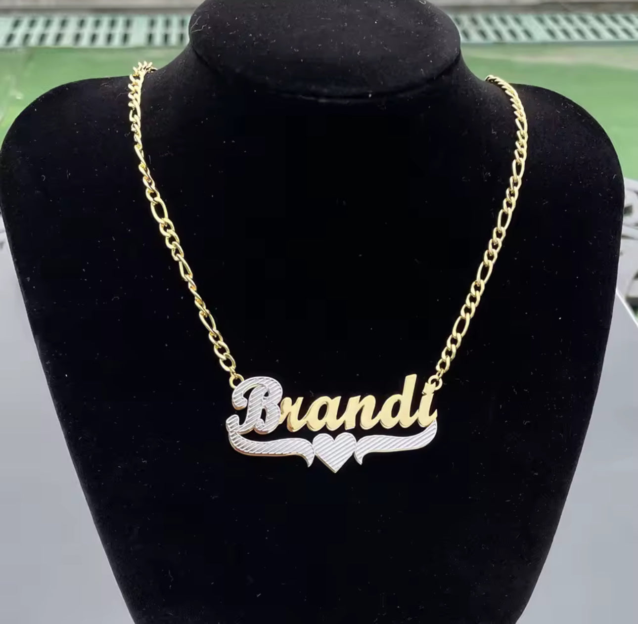 Custom Name Jewelry Set: Bamboo Hoop Earrings & Double Name Necklace