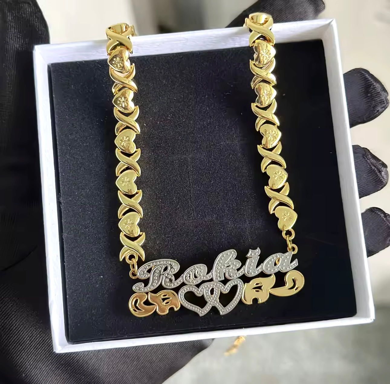 Two Tone Personalized Name Chain, Gift For Her, XOXO