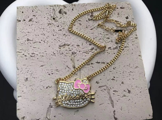 Personalized Bling Kitty Nameplate Necklace