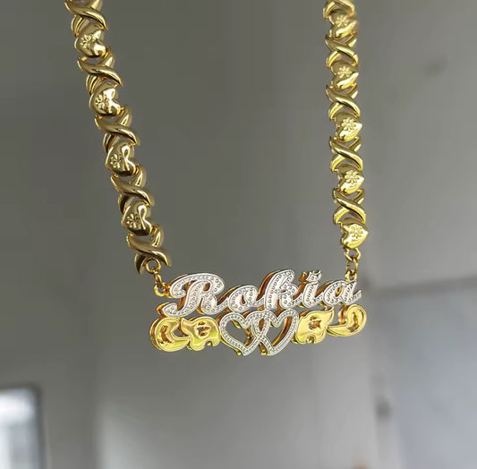Two Tone Personalized Name Chain, Gift For Her, XOXO