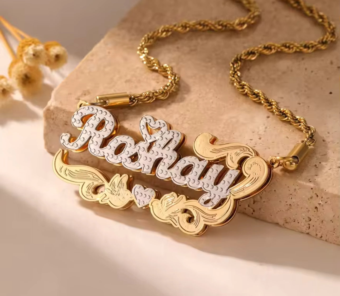 Custom Double Layer Name Necklace – Personalized Jewelry Gift for Her, Wedding & Special Occasions