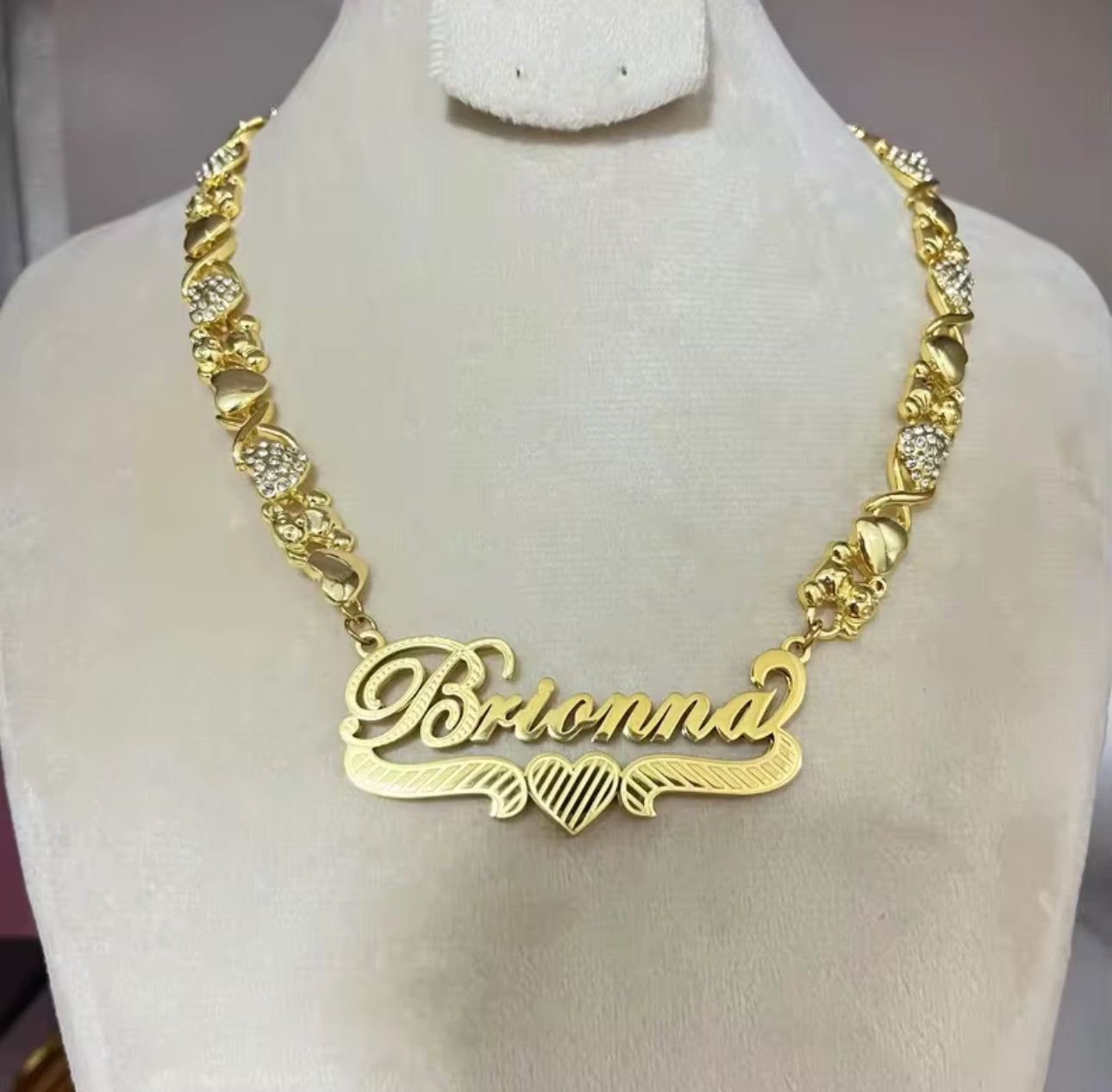 Teddy Bear Chain Name Necklace